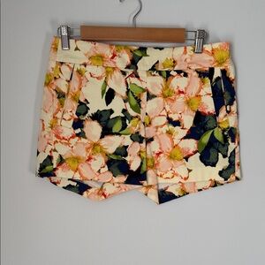 J. Crew Floral Print Shorts - Cream and Green